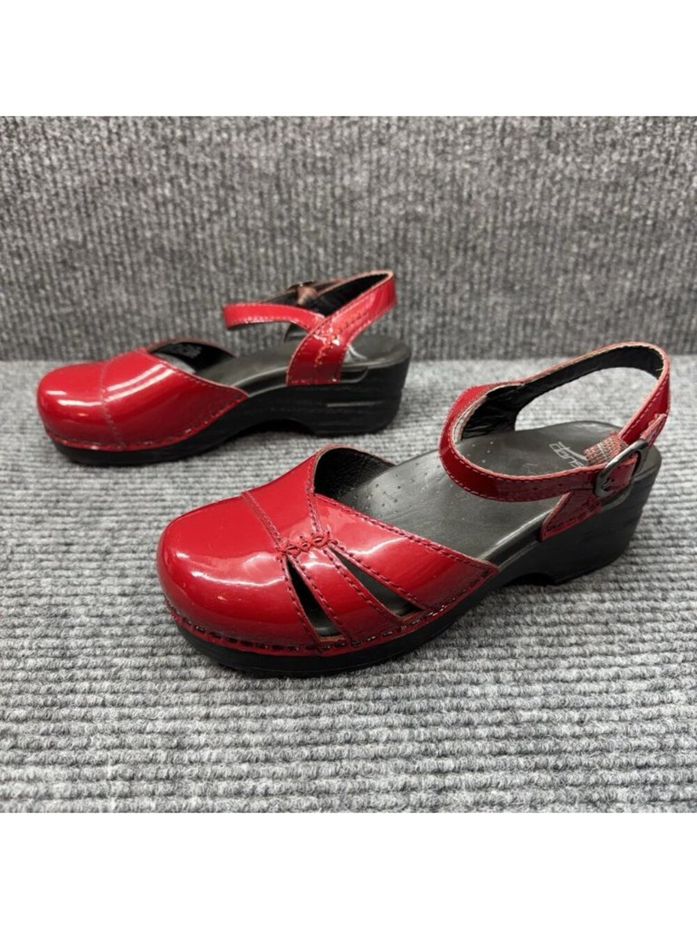 Dansko Maeve Shoes Womens 6.5-7 37 Red Patent Leather Mary Jane Sandals Ankle - Picture 2 of 10